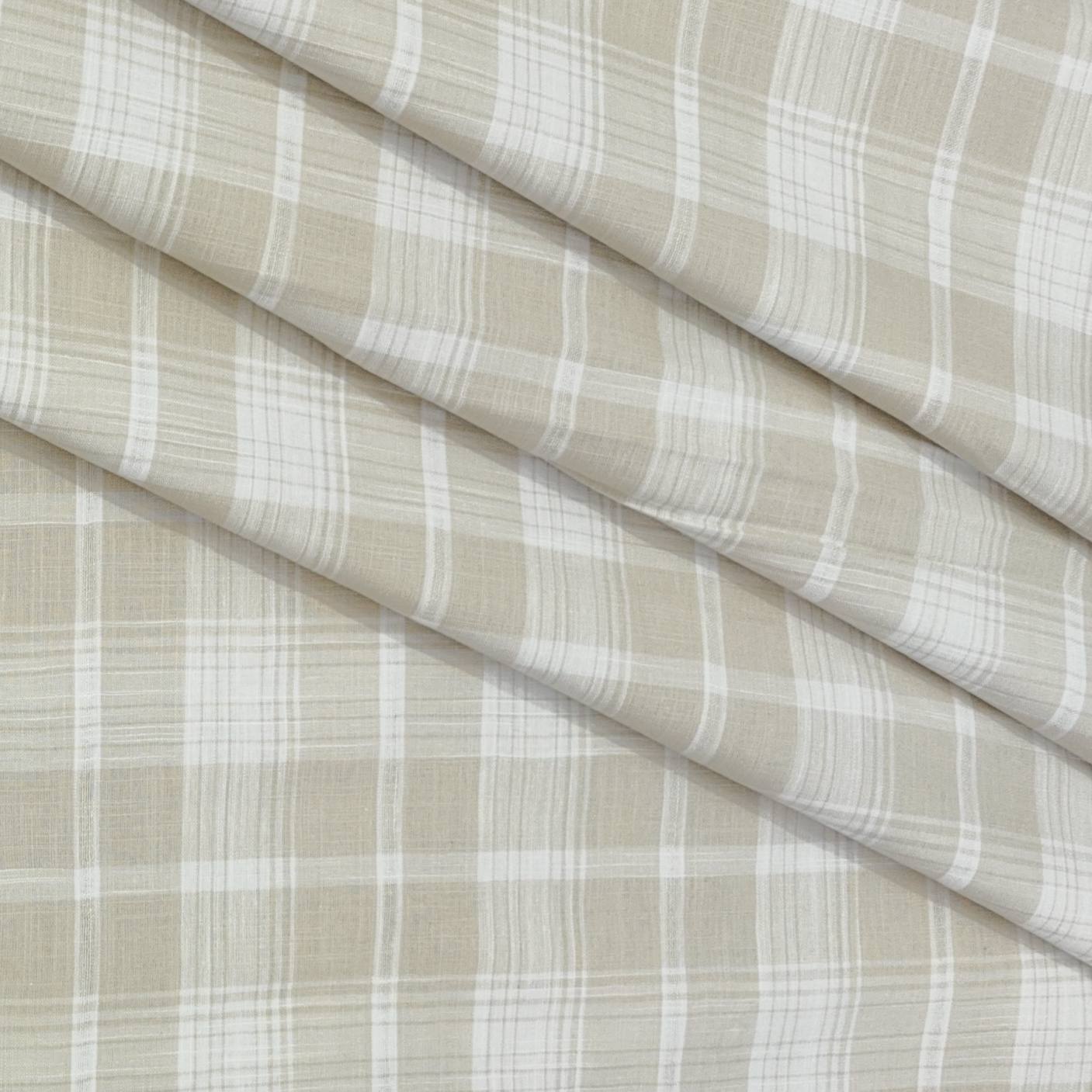 Shirt Fabric ManTire 100% Cotton Broad Check Colour Brown